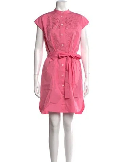 Pre-owned Carolina Herrera Lace Pattern Mini Dress In Pink