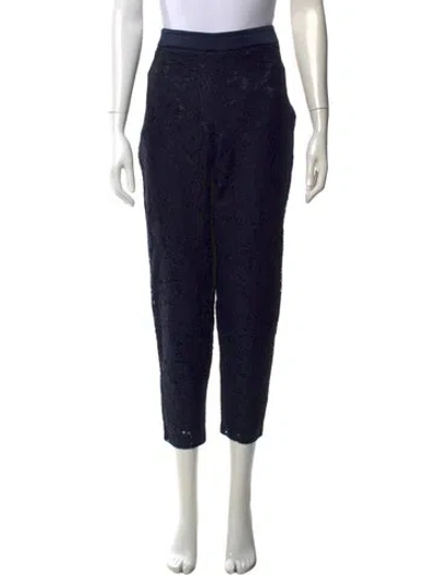 Pre-owned Carolina Herrera Lace Pattern Straight Leg Pants In Black