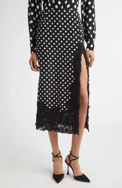 CAROLINA HERRERA CAROLINA HERRERA LACE TRIM POLKA DOT SKIRT