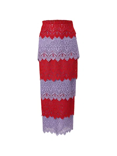 Carolina Herrera Lace-trim Midi Pencil Skirt In Multi
