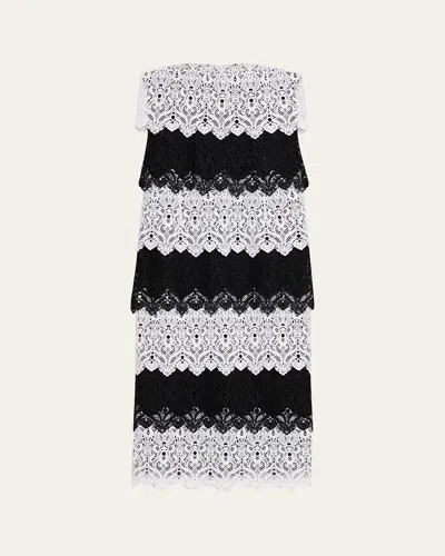 Carolina Herrera Lace-trim Strapless Maxi Dress In Black