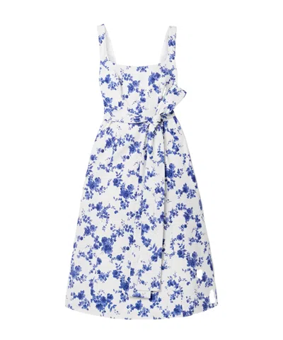 Carolina Herrera Lace-up Print Dress In Blue