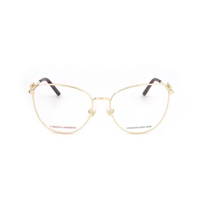 Carolina Herrera Ladies Gold Tone Rectangular Eyeglass Frames Her 0220 In ["white"]