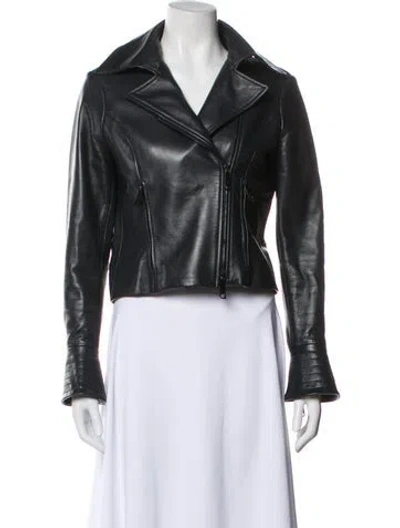 Pre-owned Carolina Herrera Lamb Leather Jacket In Black