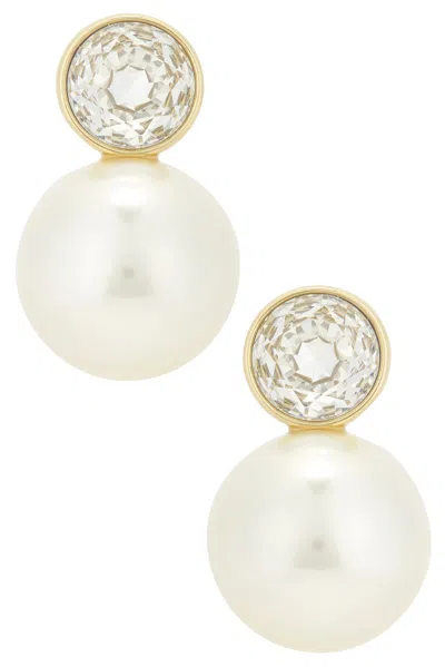 Carolina Herrera Large Pearl Drop Earrings In Gold