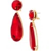 Carolina Herrera Large Teardrop Crystal Earrings In Red