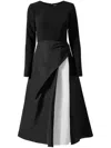 Carolina Herrera Bracelet-sleeve Layered Midi Dress In Black
