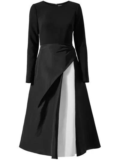 Carolina Herrera Silk Crewneck Midi Dress In Black
