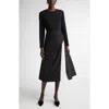 Carolina Herrera Layered Silk Fit & Flare Dress In Black