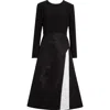 Carolina Herrera Bracelet-sleeve Layered Midi Dress In Black/white