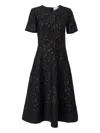 Carolina Herrera Leaf Jacquard Midi Dress In Black