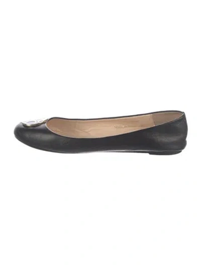 Pre-owned Carolina Herrera Leather Ballet Flats In Blue