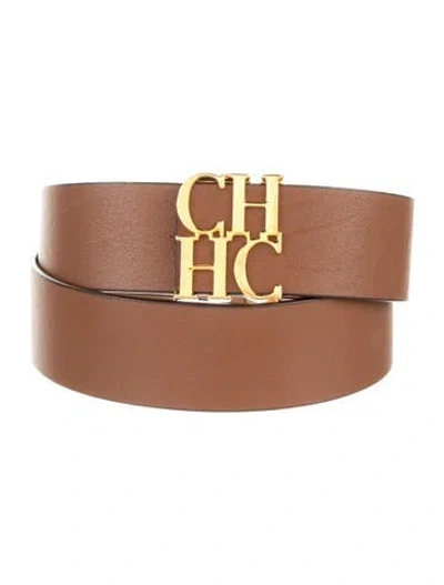 Pre-owned Carolina Herrera Leather Belt Kit In Brown