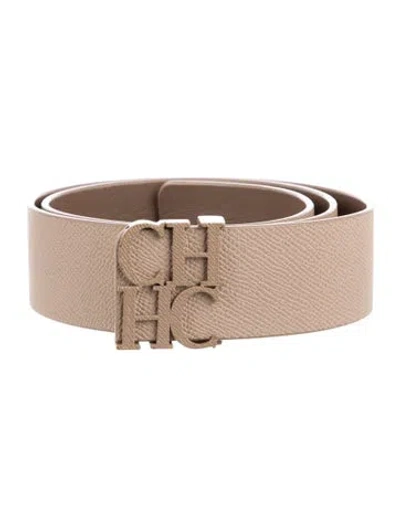 Pre-owned Carolina Herrera Leather Belt In Neutral