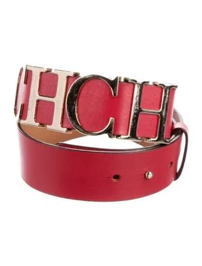 Pre-owned Carolina Herrera Leather Belt In Red