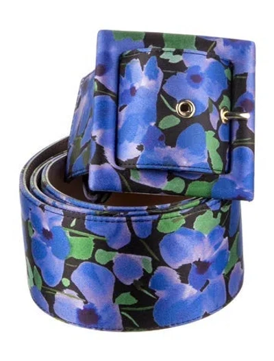 Pre-owned Carolina Herrera Leather Belt W/ Tags In Blue