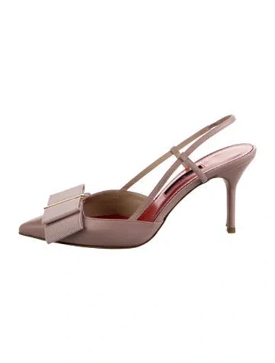 Pre-owned Carolina Herrera Leather Bow Accents Slingback Pumps W/ Tags In Pink