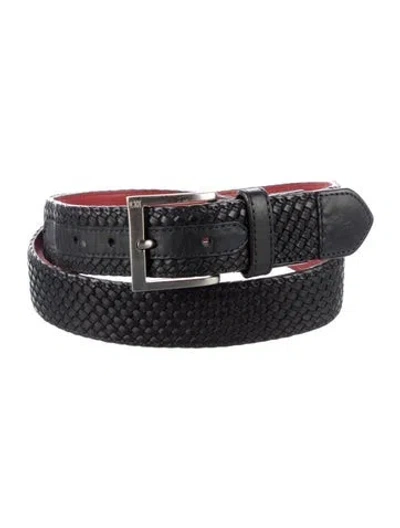 Pre-owned Carolina Herrera Leather Braided Accents Waist Belt In Black