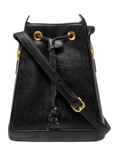 Pre-owned Carolina Herrera Leather Bucket Bag In Black