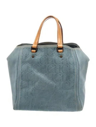 Pre-owned Carolina Herrera Leather Bucket Bag In Blue