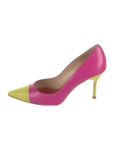 Pre-owned Carolina Herrera Leather Colorblock Pattern Pumps W/ Tags In Multi
