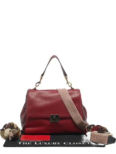 Pre-owned Carolina Herrera Leather Colour-block Bag In Red