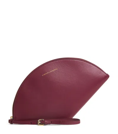 Carolina Herrera Leather Consuelo Clutch Bag In Burgundy