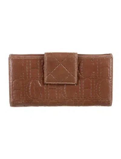 Pre-owned Carolina Herrera Leather Continental Wallet In Brown