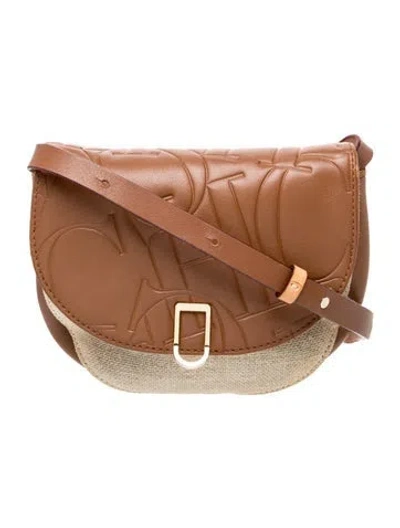 Pre-owned Carolina Herrera Leather Crossbody Bag In Brown