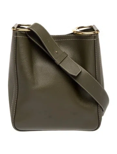 Pre-owned Carolina Herrera Leather Crossbody Bag In Green