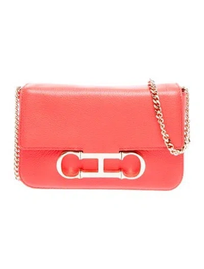 Pre-owned Carolina Herrera Leather Crossbody Bag In Red