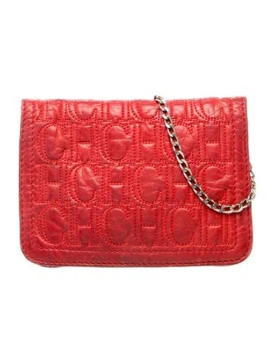 Pre-owned Carolina Herrera Leather Crossbody Bag In Red