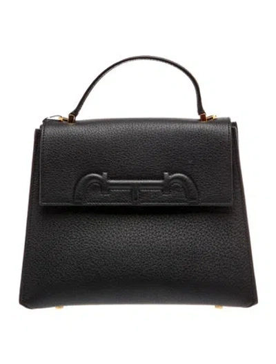 Pre-owned Carolina Herrera Leather Doma Insignia Medium In Black