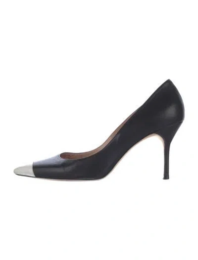 Pre-owned Carolina Herrera Leather D'orsay Pumps In Blue