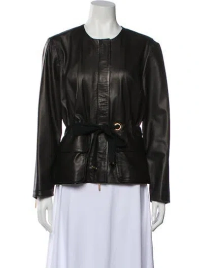 Pre-owned Carolina Herrera Leather Evening Jacket In Black