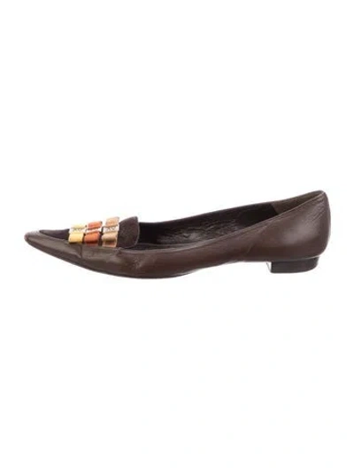 Pre-owned Carolina Herrera Leather Flats In Brown