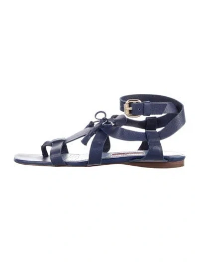 Pre-owned Carolina Herrera Leather Gladiator Sandals In Blue
