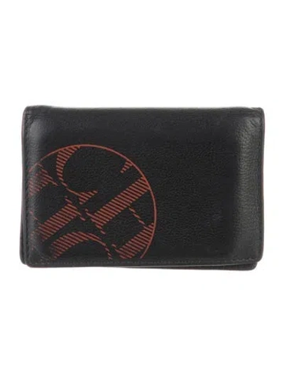 Pre-owned Carolina Herrera Leather Graphic Print Card Holder In Blue