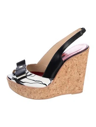 Pre-owned Carolina Herrera Leather Graphic Print Slingback Pumps In Multi