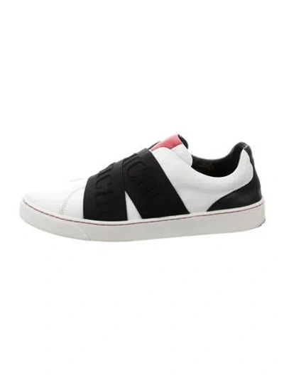 Pre-owned Carolina Herrera Leather Graphic Print Sneakers In White