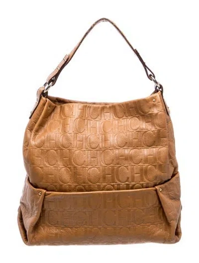 Pre-owned Carolina Herrera Leather Hobo In Neutral