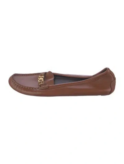 Pre-owned Carolina Herrera Leather Loafers In Brown