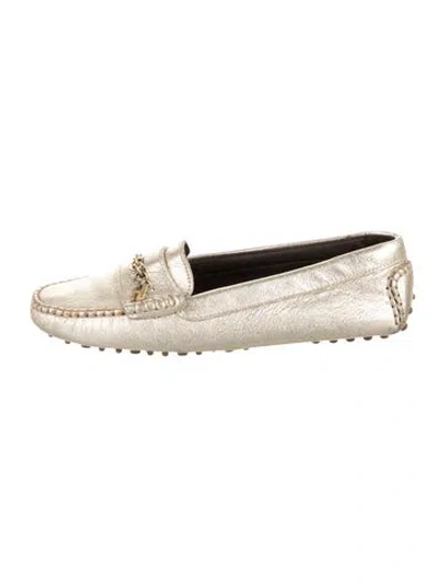 Pre-owned Carolina Herrera Leather Loafers In Gold