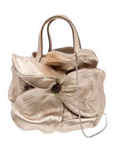 Pre-owned Carolina Herrera Leather Matryoshka Flora Mini In Neutral