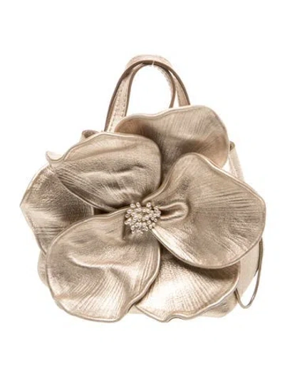 Pre-owned Carolina Herrera Leather Matryoshka Flora Xs In Neutral