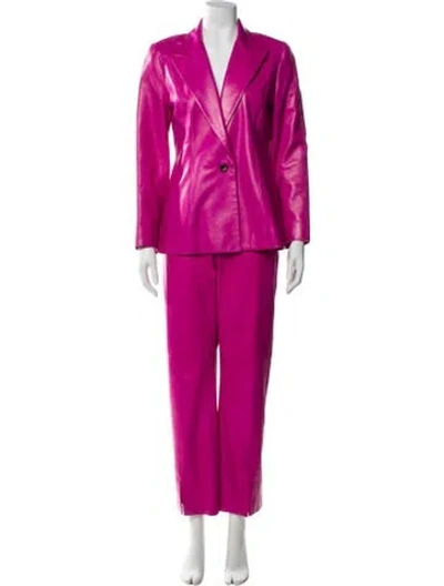 Pre-owned Carolina Herrera Leather Pantsuit In Pink