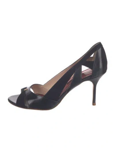 Pre-owned Carolina Herrera Leather Pumps In Blue