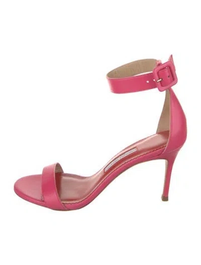 Pre-owned Carolina Herrera Leather Sandals W/ Tags In Pink