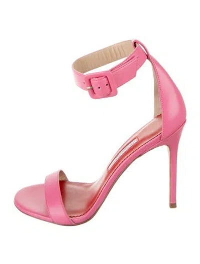 Pre-owned Carolina Herrera Leather Sandals W/ Tags In Pink