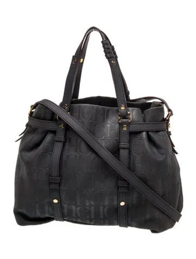Pre-owned Carolina Herrera Leather Shoulder Bag In Black